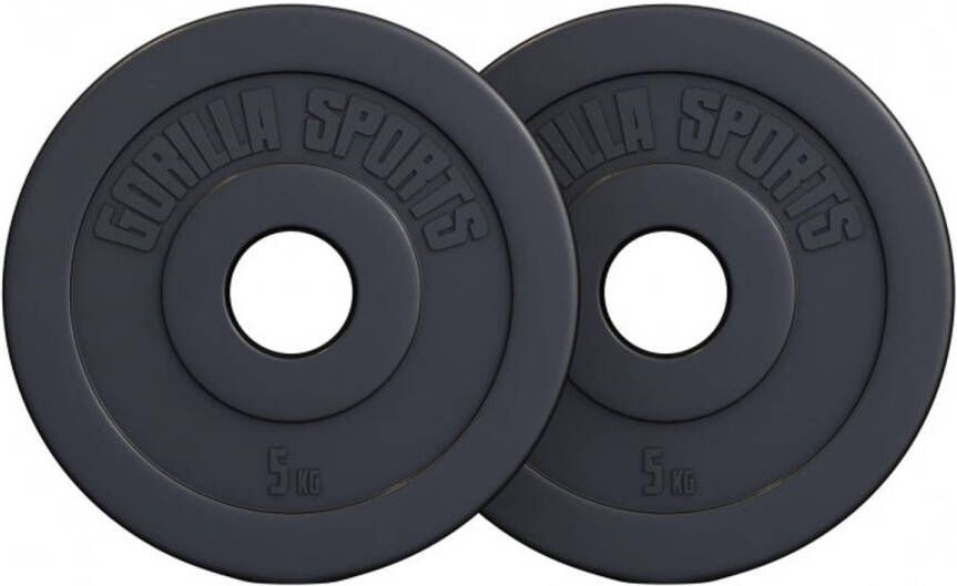 Gorilla Sports Gewichtsschijven 10 kg Olympisch 2 x 5 kg Kunststof 50 mm