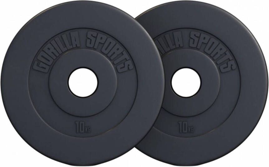 Gorilla Sports Gewichtsschijven Olympisch Halterschijf 2 x 10 kg Kunststof 50 mm