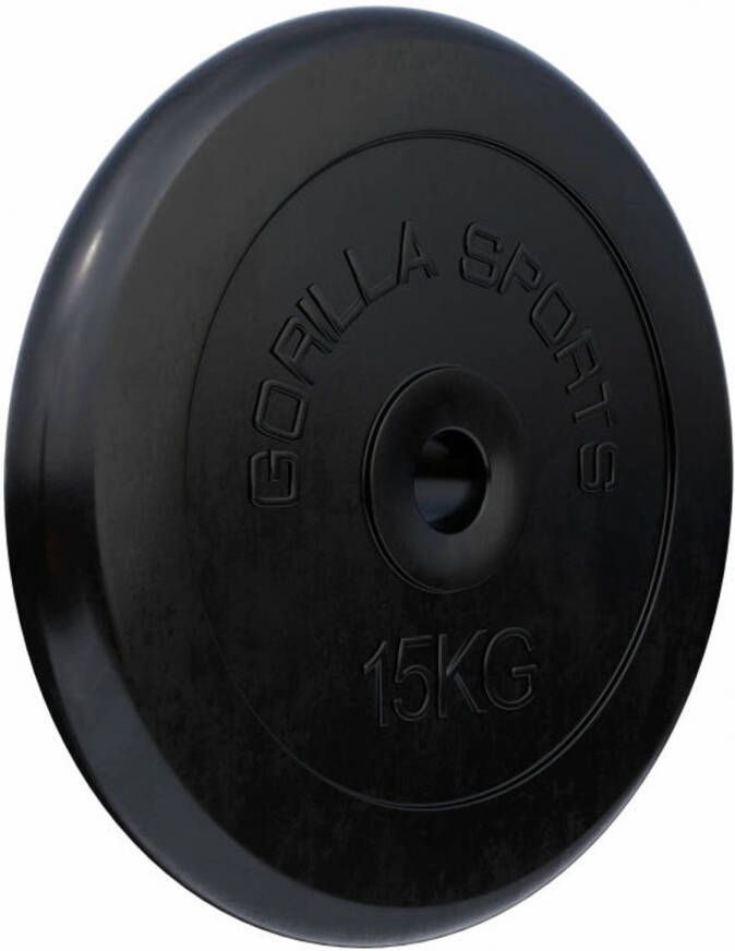 Gorilla Sports Halterschijf 15 kg Gietijzer Rubber 30 mm