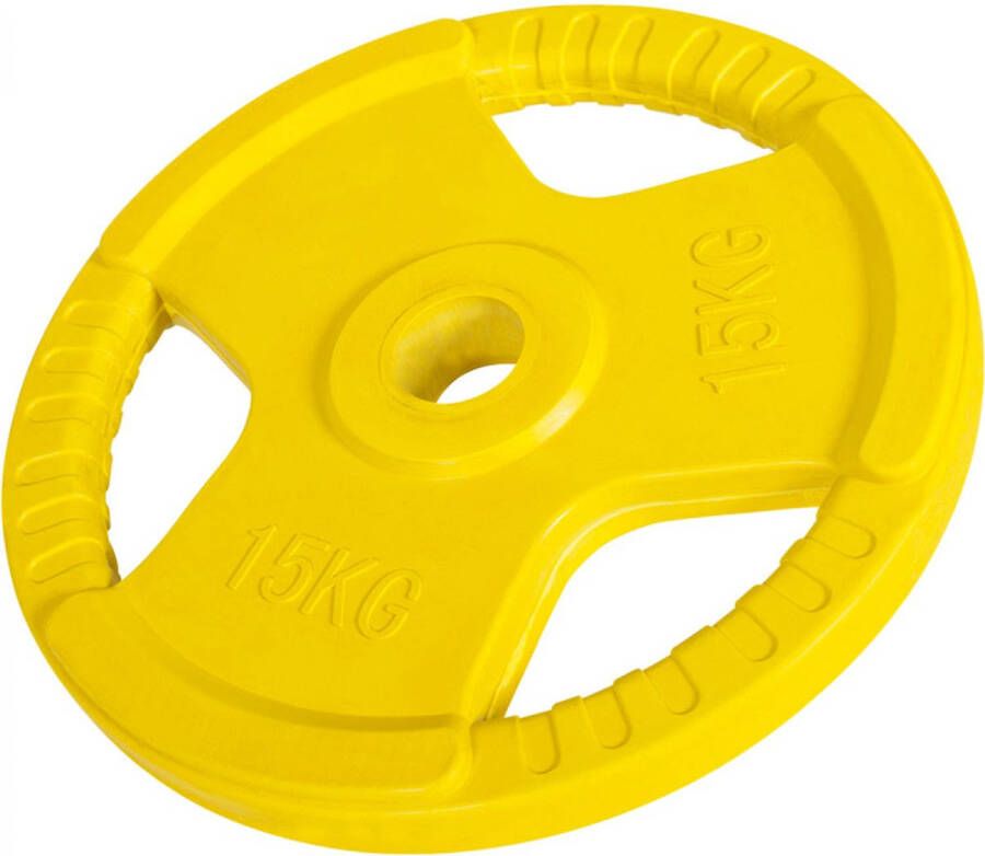 Gorilla Sports Halterschijf 15 kg Gripper Gietijzer rubber coating 50 mm