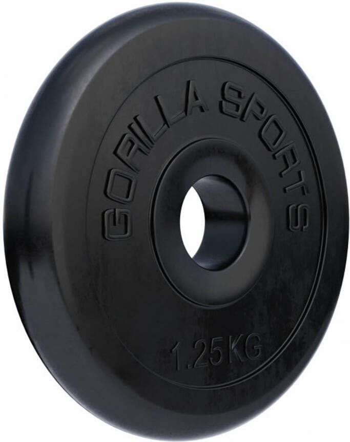 Gorilla Sports Halterschijf Gewichtschijf Rubber 30 mm 1 25 kg