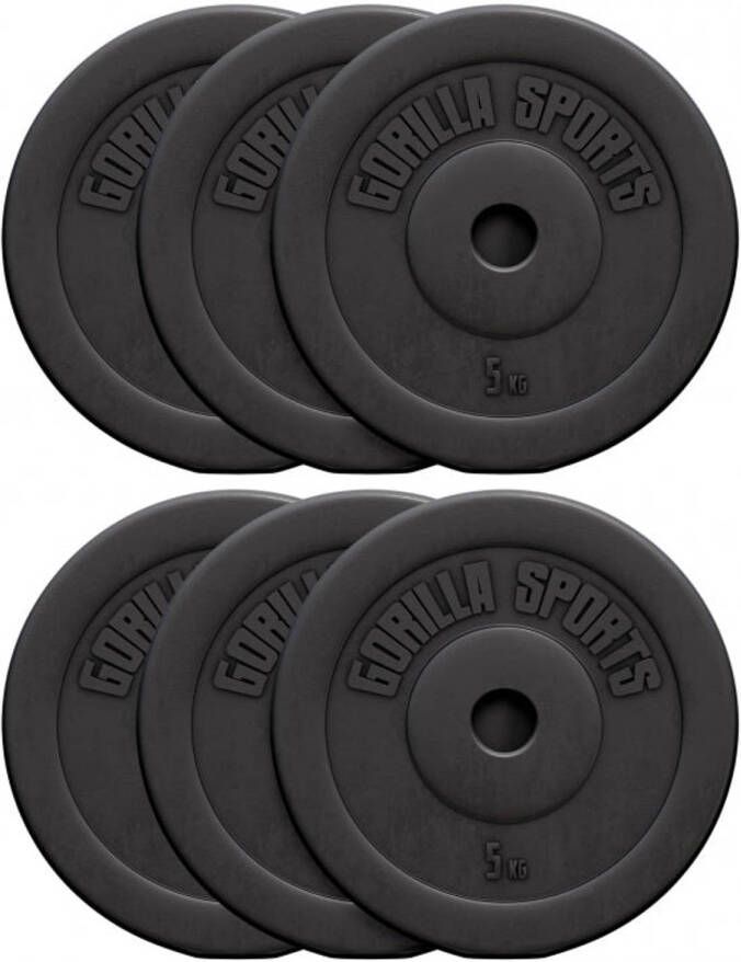 Gorilla Sports Halterschijven Bundel 30 kg (6 x 5 kg) Kunststof 30 mm