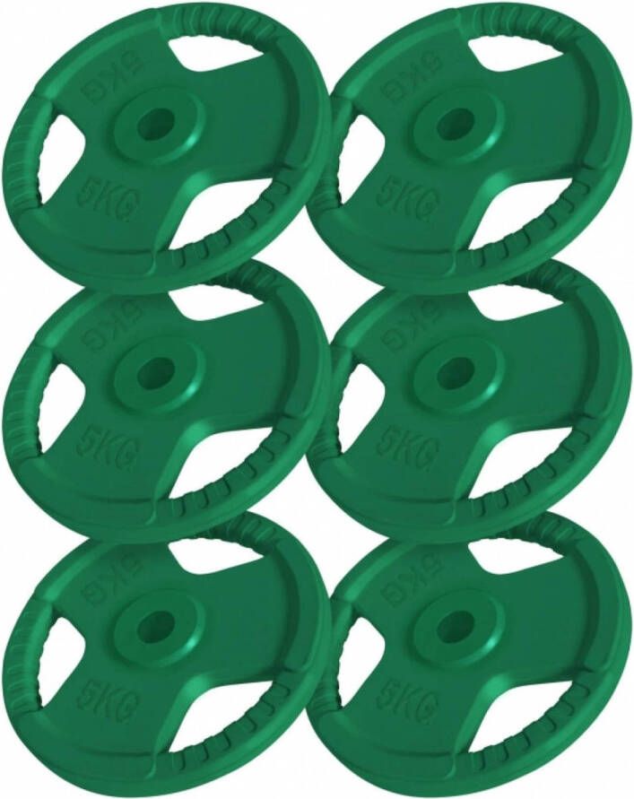 Gorilla Sports Halterschijven Bundel 6x5kg Gripper Gietijzer rubber coating