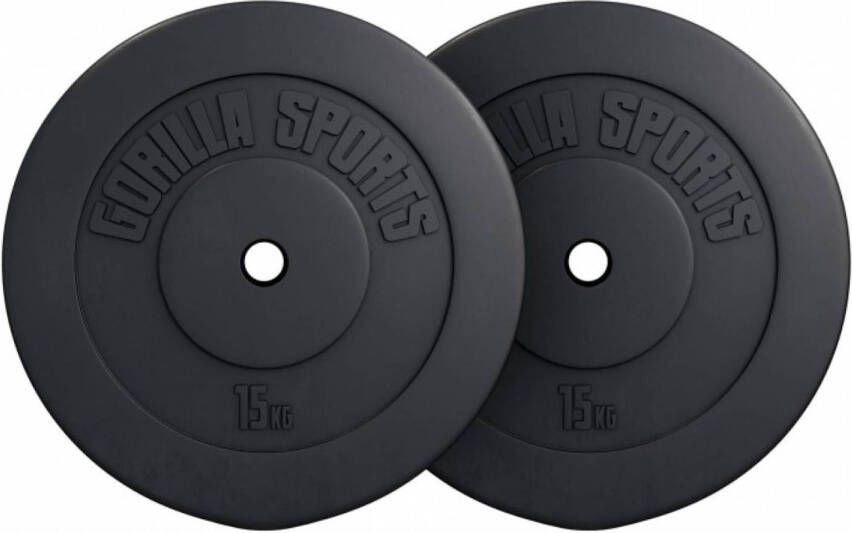 Gorilla Sports Halterschijven Set Bundel 30 kg (2 x 15 kg) Kunststof 30 mm