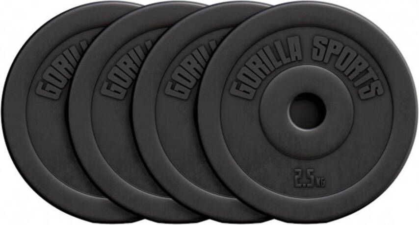 Gorilla Sports Halterschijven Set Bundel 4 x 2 5 kg Kunststof 30 mm