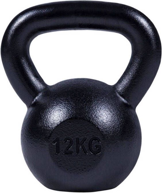 Gorilla Sports Kettlebell 12 kg Gietijzer Zwart Extra Stabiel