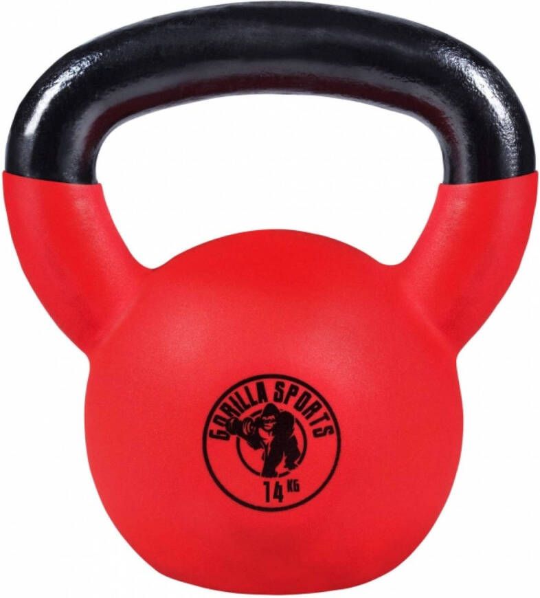 Gorilla Sports Kettlebell Gietijzer (rubber coating) 14 kg