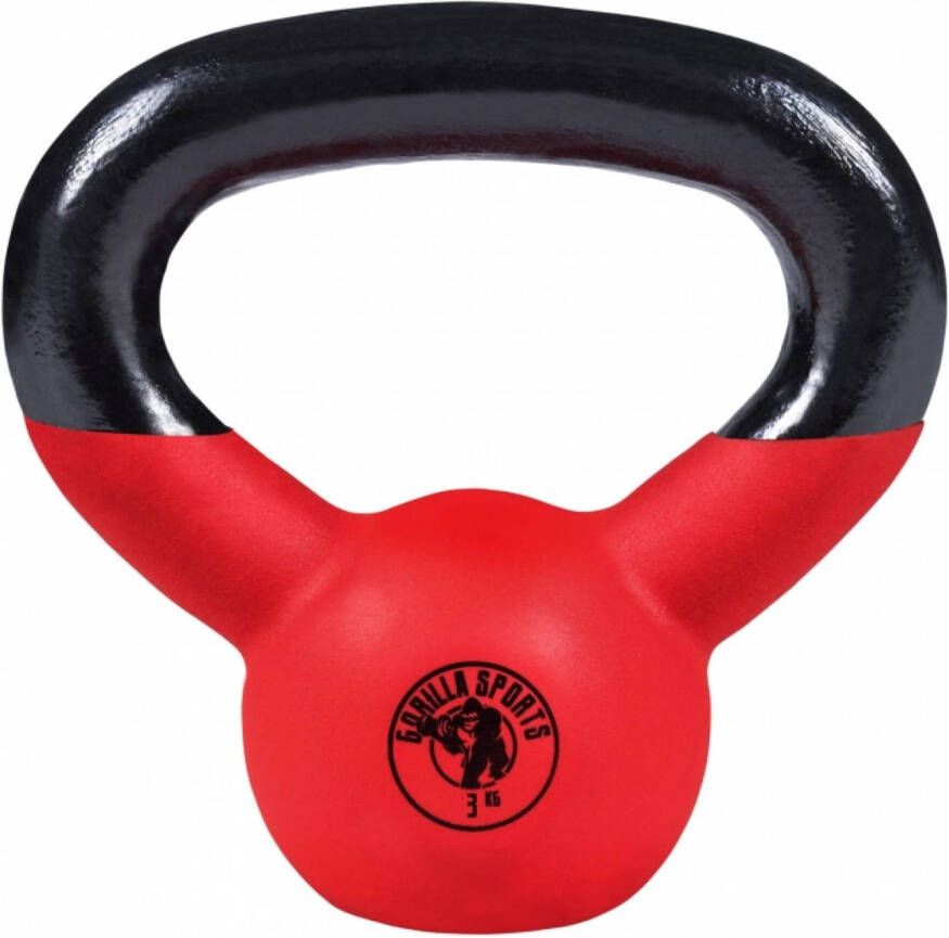 Gorilla Sports Kettlebell Gietijzer (rubber coating) 3 kg