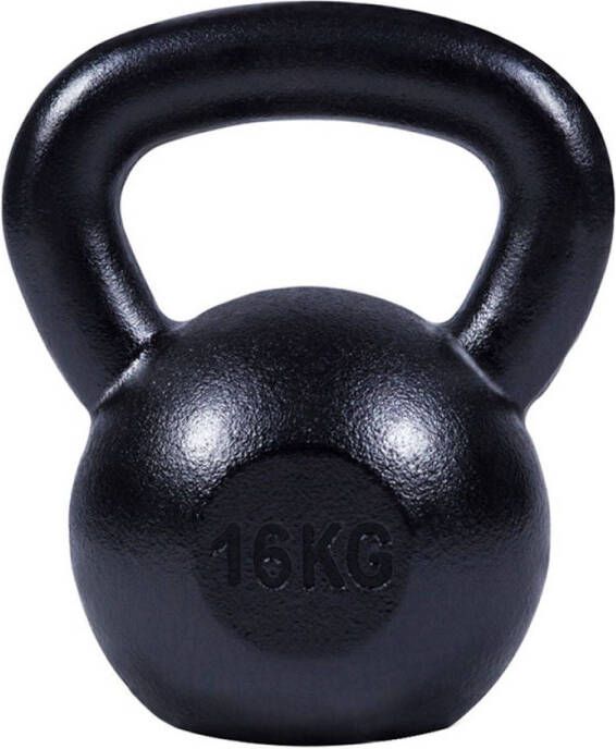 Gorilla Sports Kettlebell Gietijzer Zwart 16 kg Extra Stabiel