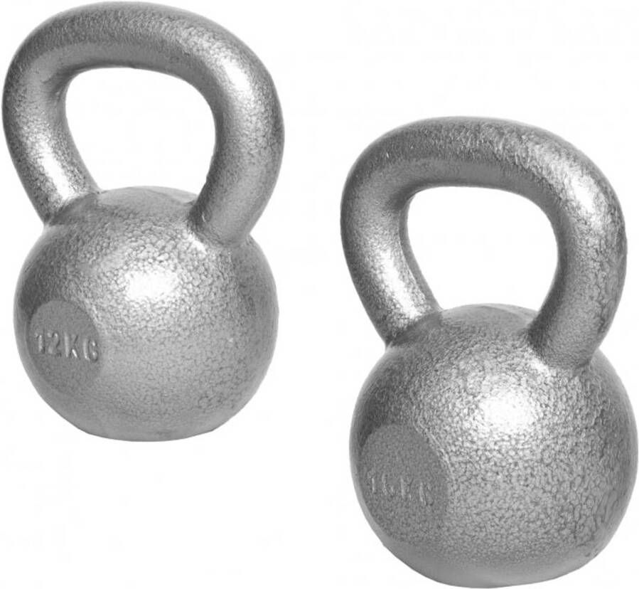 Gorilla Sports Kettlebell set van 2 12 en 16 kg Gietijzer Grijs