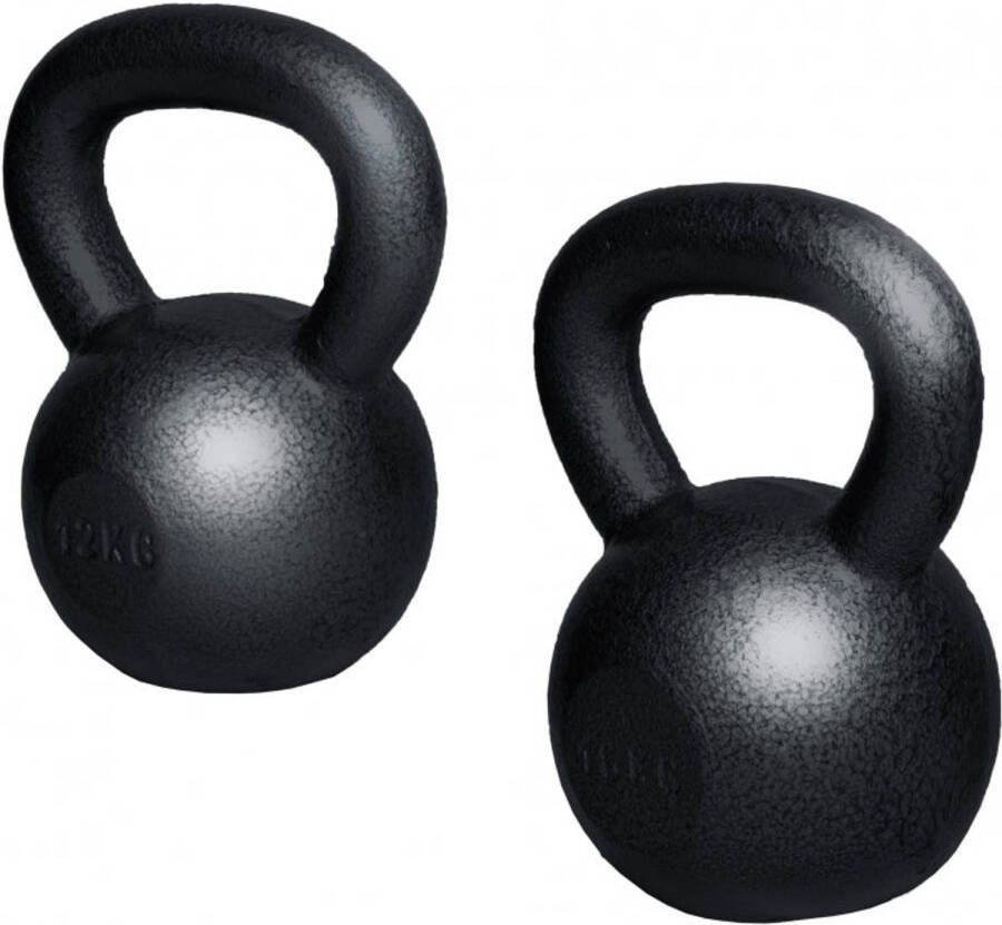 Gorilla Sports Kettlebell set van 2 12 en 16 kg Gietijzer Zwart