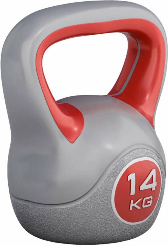 Gorilla Sports Kettlebell Trendy Kunststof 14 kg Grijs Rood