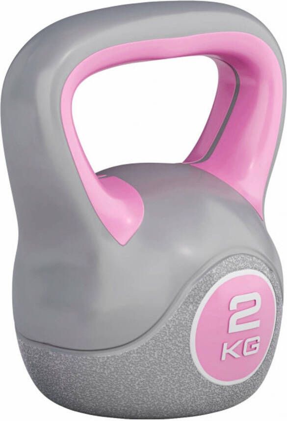 Gorilla Sports Kettlebell Trendy Kunststof 2 kg Grijs Roze