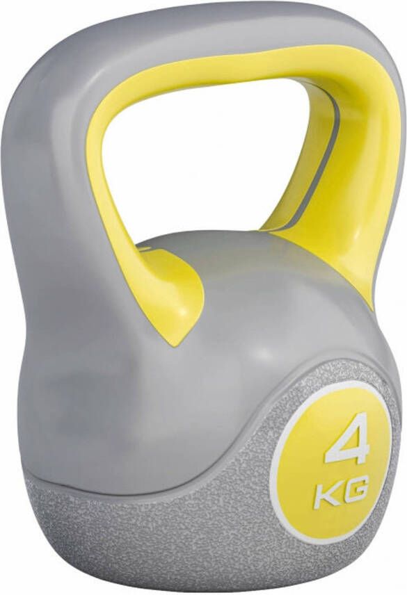 Gorilla Sports Kettlebell Trendy Kunststof 4 kg Grijs Geel