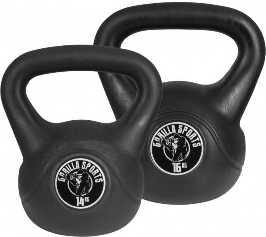 Gorilla Sports Kettlebells Kunststof 12 kg & 16 kg Set van 2