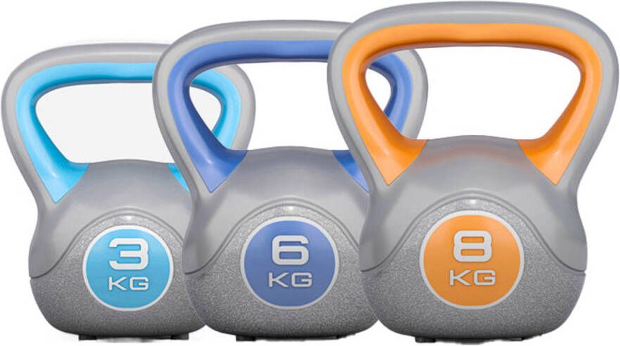 Gorilla Sports Kettlebells Kunststof Trendy 3 kg 6 kg & 8 kg Set van 3