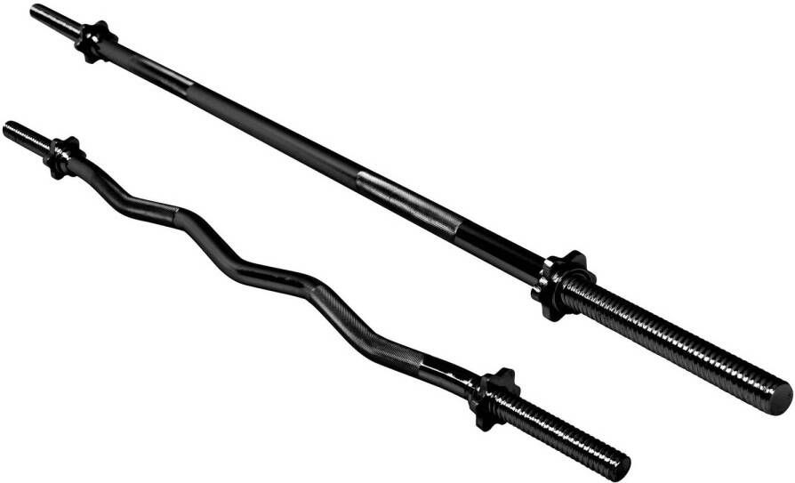 Gorilla Sports Lange halterstang EZ-Curl Barbell Zwart