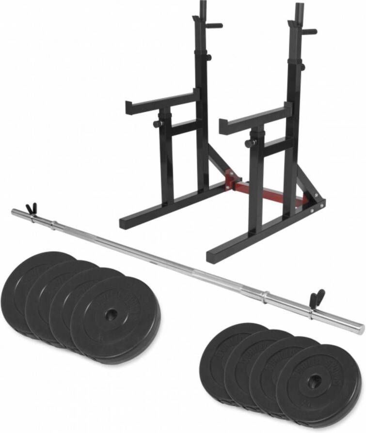 Gorilla Sports Multi Squat Rack + 40 kg halterset Halterstang met gewichten