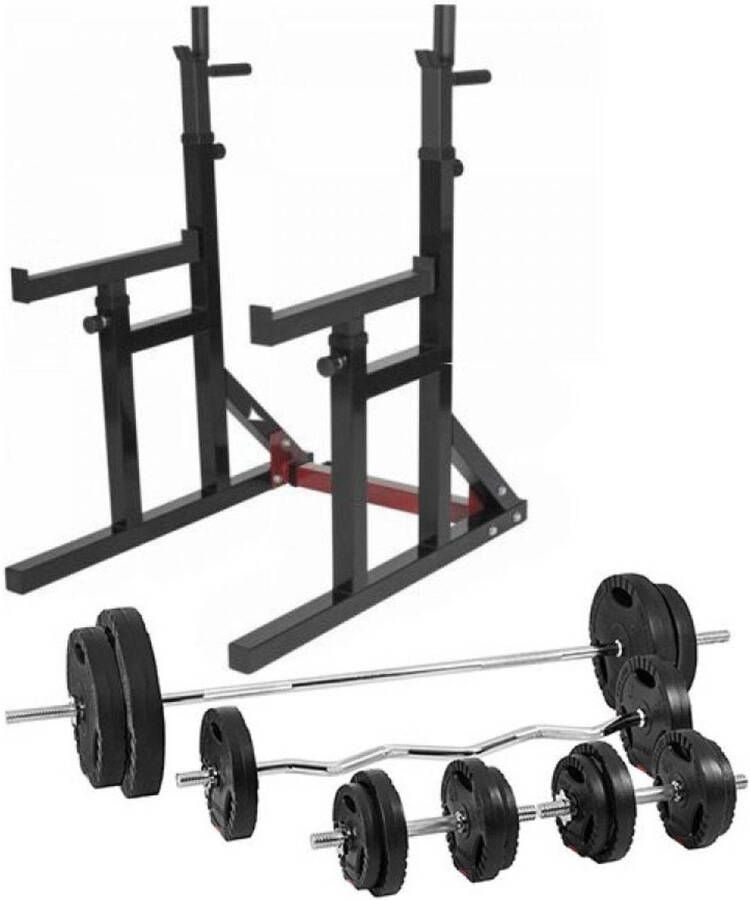 Gorilla Sports Multi Squat Rack Met 100 kg Halterset Gripper Kunststof