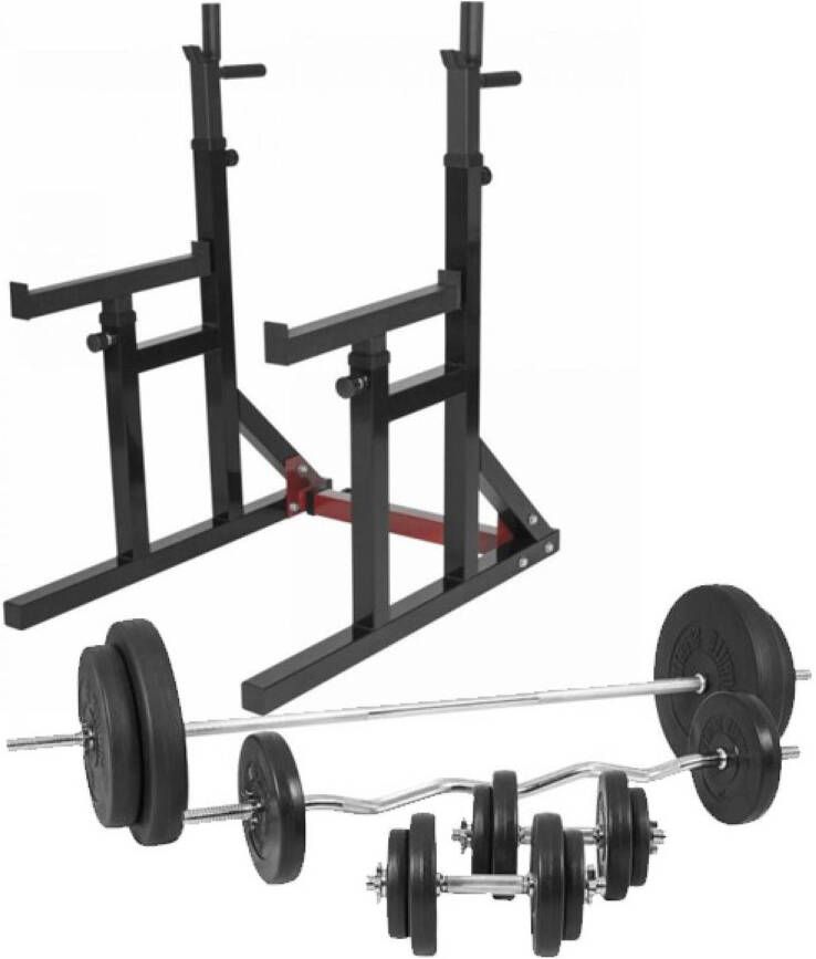 Gorilla Sports Multi Squat Rack Met 100 kg Halterset Kunststof