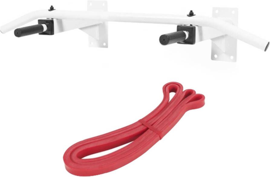 Gorilla Sports Optrekstang met resistance band Pull up bar met weerstandsband Wit Rood