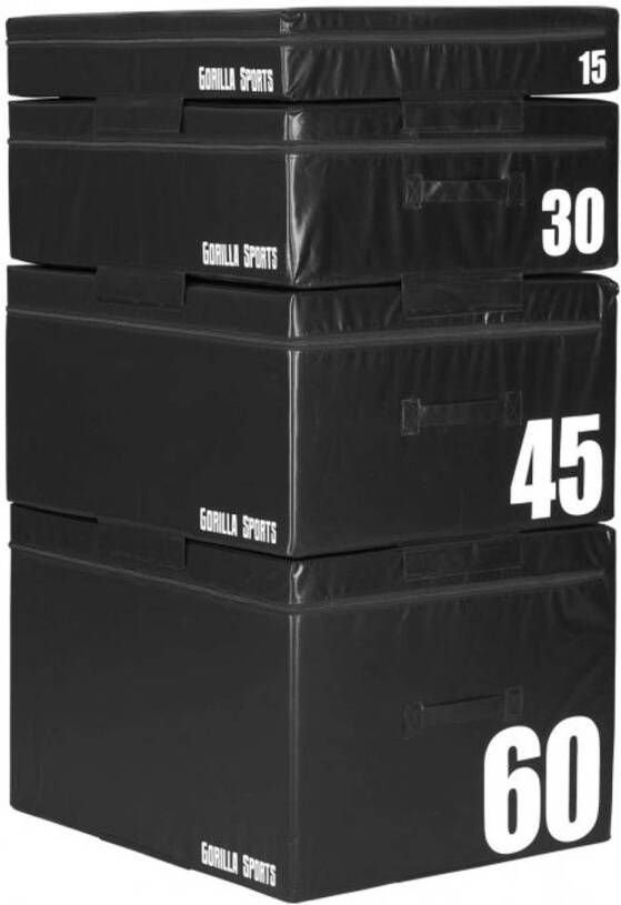 Gorilla Sports Plyo Box set van 4 150 cm Zwart PVC Jump box