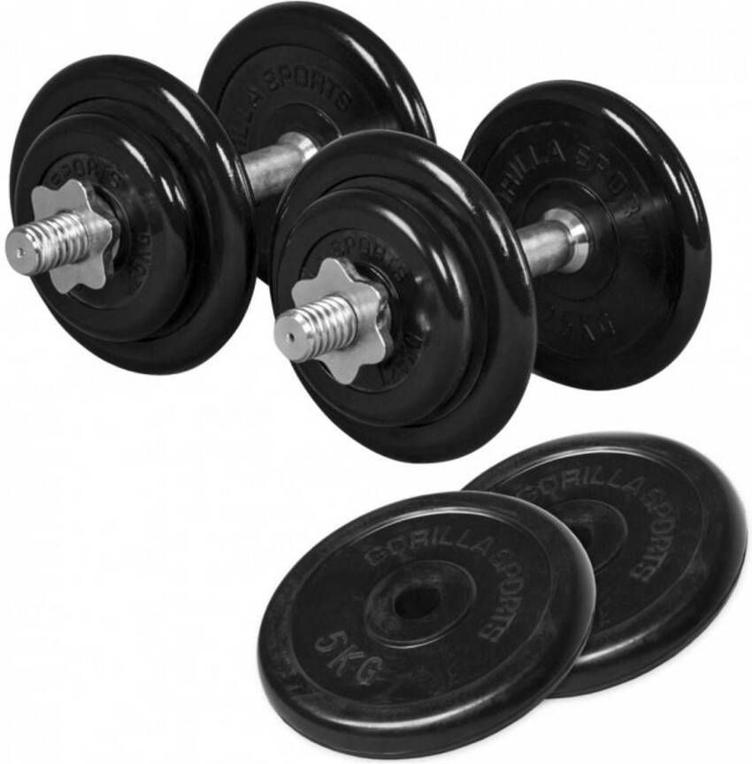 Gorilla Sports Set Dumbells 30 kg Halterset Rubber 30 mm Dumbbell