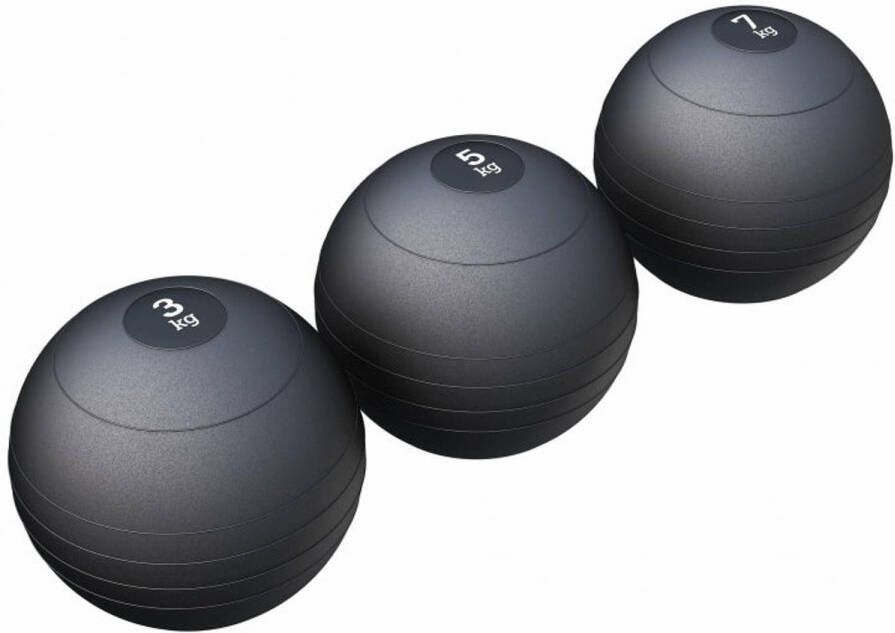 Gorilla Sports Slam Ball Set 15 kg 3 Trainingsballen Slijtvast Zwart