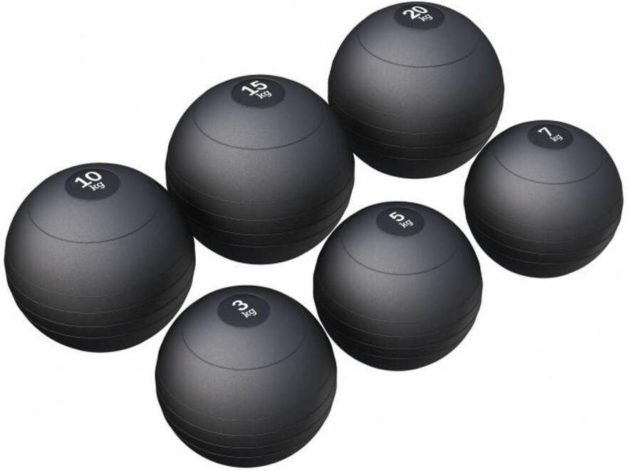 Gorilla Sports Slam Ball Set 60 kg 6 Trainingsballen -Slijtvast Zwart