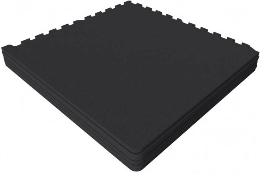 Gorilla Sports Sportschool Vloer Bescherming matten (6 matten + 12 eindstukken) zwart Puzzel