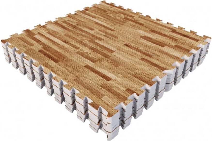 Gorilla Sports Vloermatten Lichte houtlook 8 stuks Bescherming 8 stuks 2 88 m2 Puzzel mat