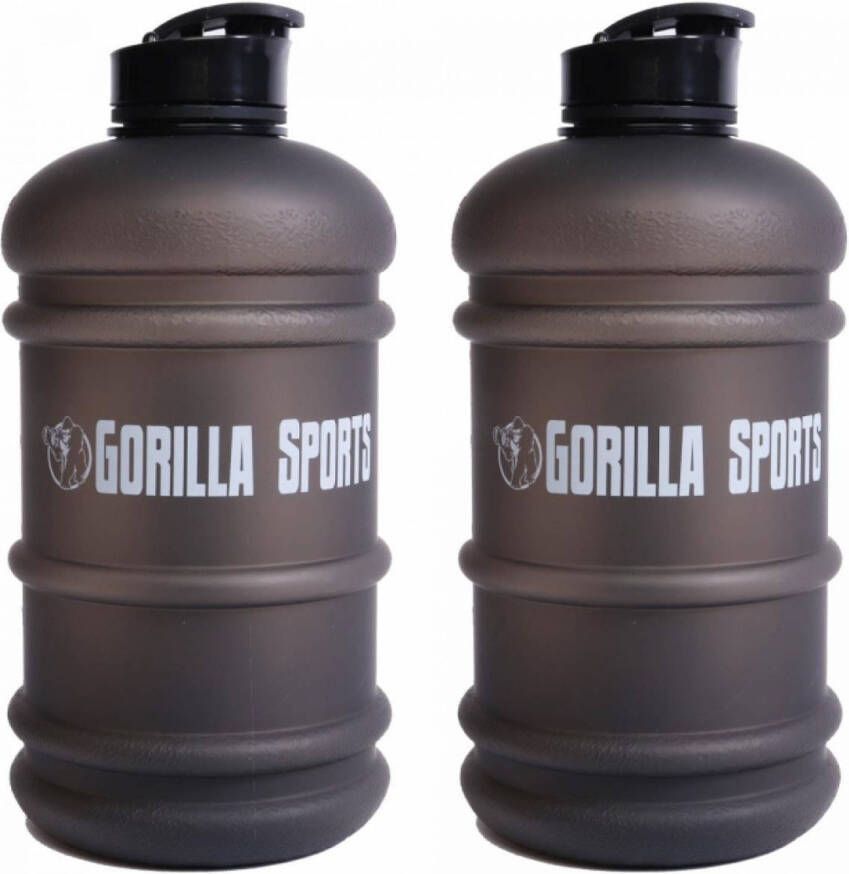 Gorilla Sports Waterfles Gallon 2 liter Zwart Set van 2
