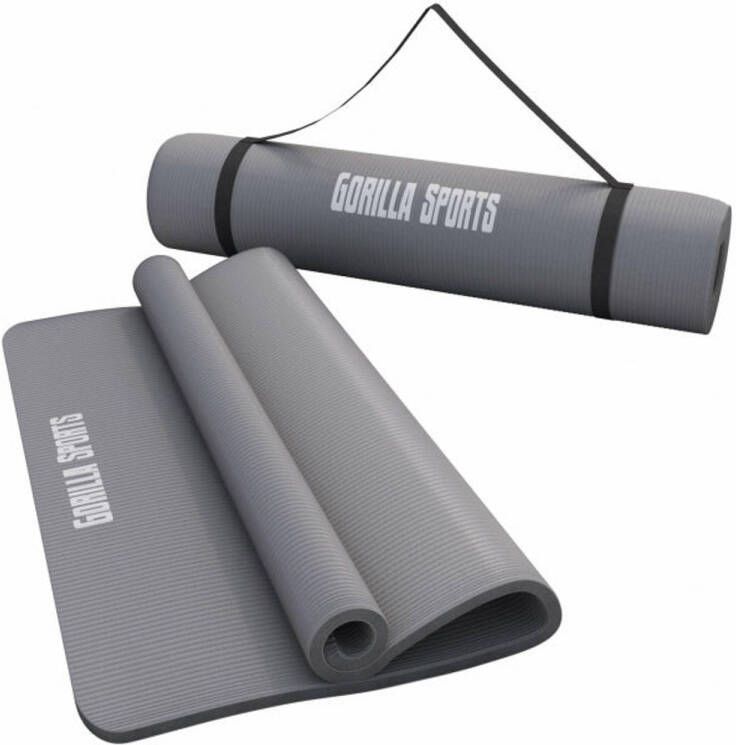 Gorilla Sports Yogamat Deluxe (190 x 100 x 1 5 cm) Yoga Mat grijs