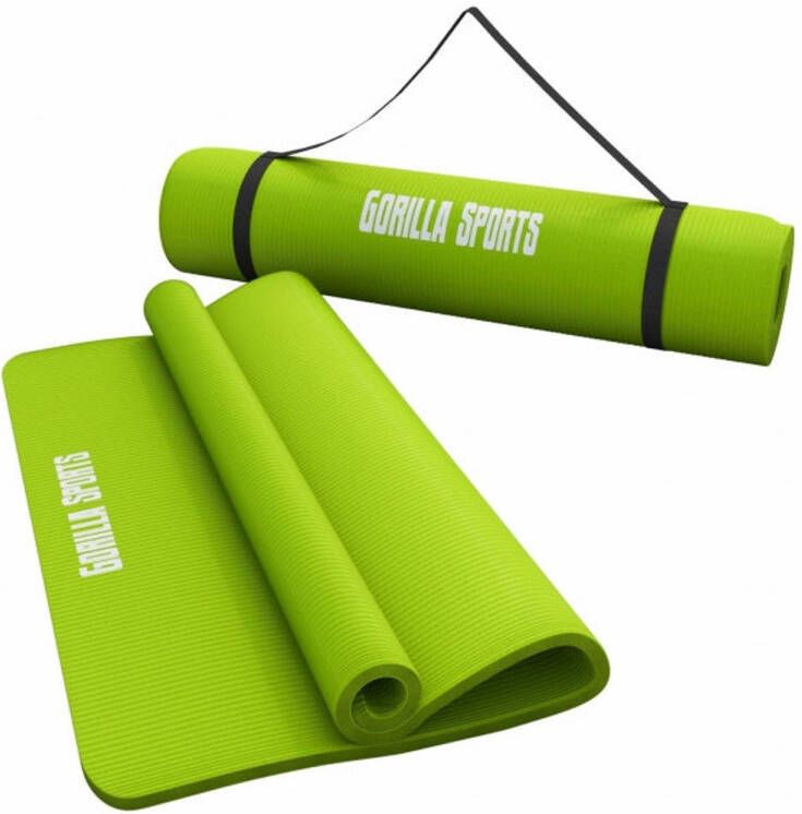 Gorilla Sports Yogamat Deluxe (190 x 100 x 1 5 cm) Yoga Mat limegroen