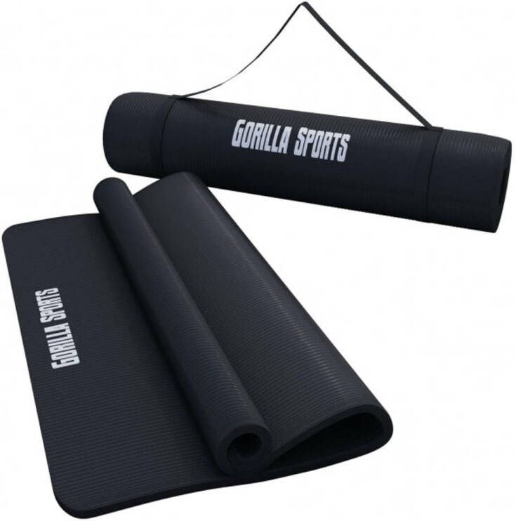 Gorilla Sports Yogamat Deluxe (190 x 100 x 1 5 cm) Yoga Mat zwart