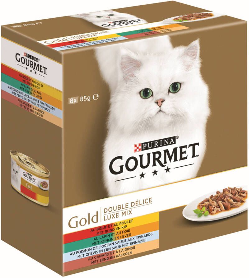 Gourmet Gold Luxe mix Multipack Kattenvoer Rund Kip 0 008 kg