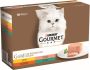 Gourmetmaxx Gourmet Gold mousse met kip met zalm met niertjes met konijn 12x85g kattenvoer - Thumbnail 1