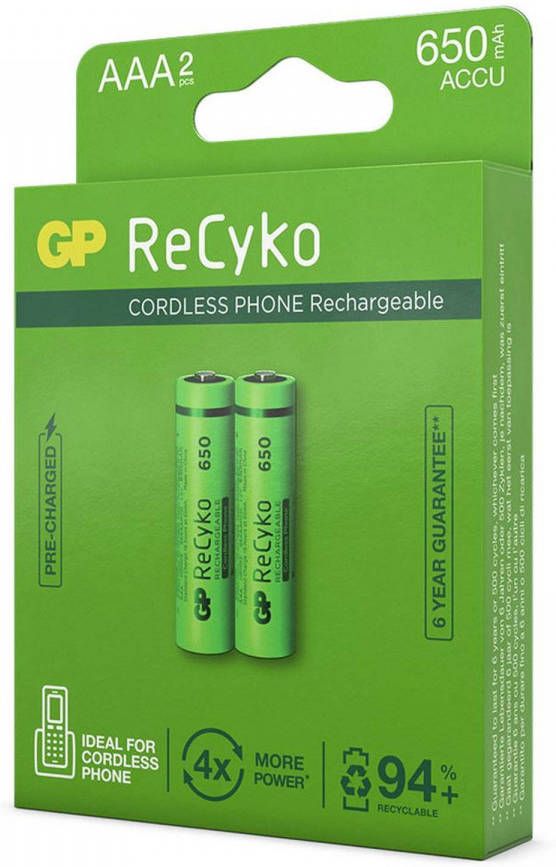 GP Recyko Rechargeable Aaa Batterijen (650mah) Huistelefoon