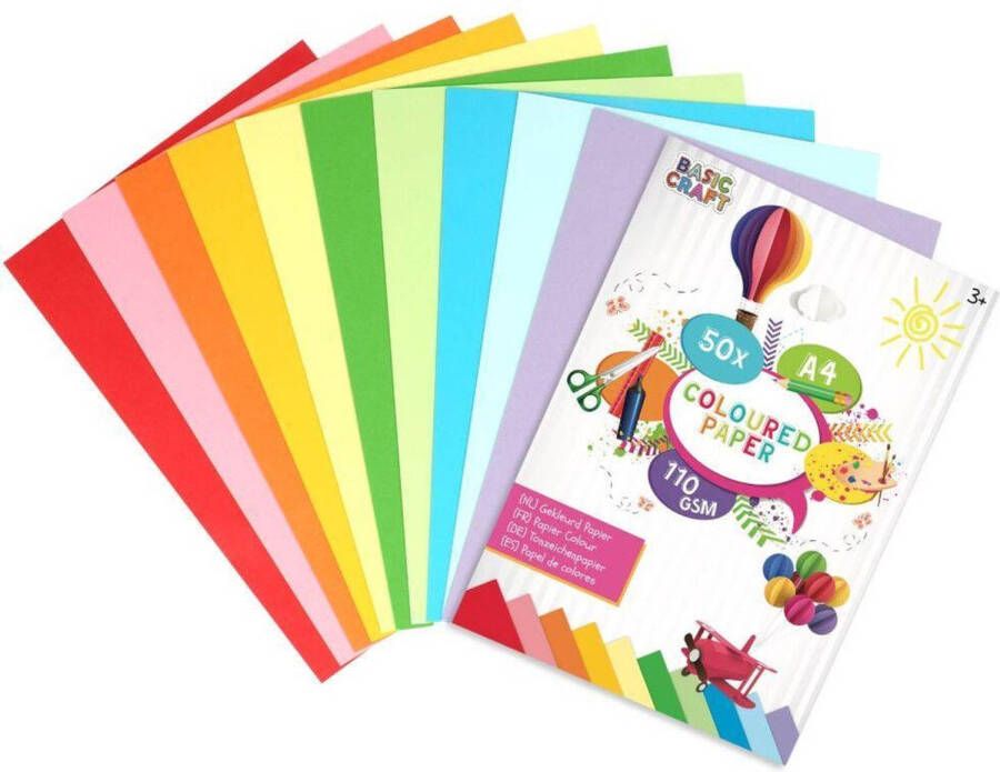 Grafix Creative Craft Group Gekleurd Papier A4 110 gsm 50 Vellen