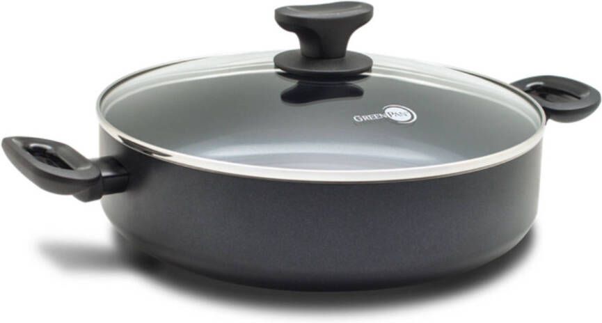 Greenpan Hapjespan met deksel Torino Zwart ø 28 cm 4.6 liter keramische anti-aanbaklaag - Foto 3