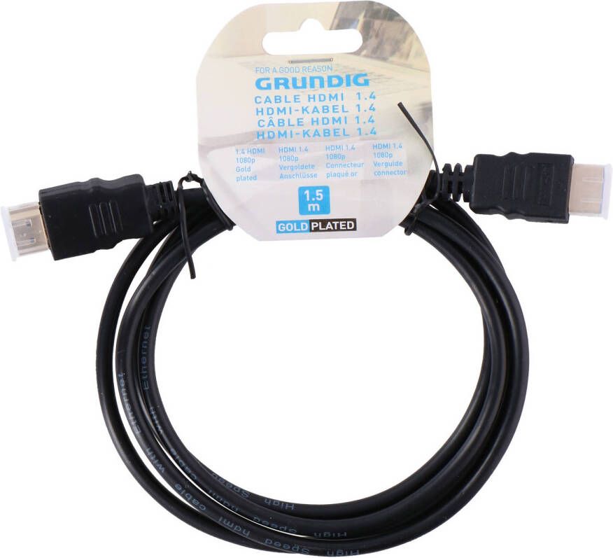 Grundig HDMI Kabel 1.4 Zwart 1.5 Meter 4K Resolutie met Ethernet (Ultra)HDTV 3D