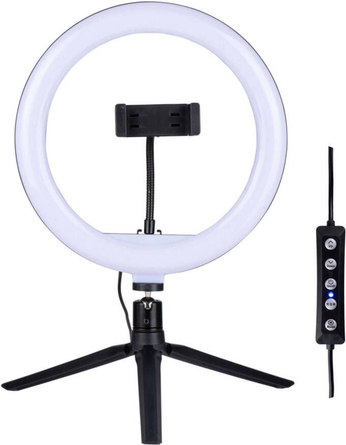 Grundig Selfie Ringlamp op Statief voor Smartphone Social Media en Vlogs 152 LED Flexibel ?25 cm