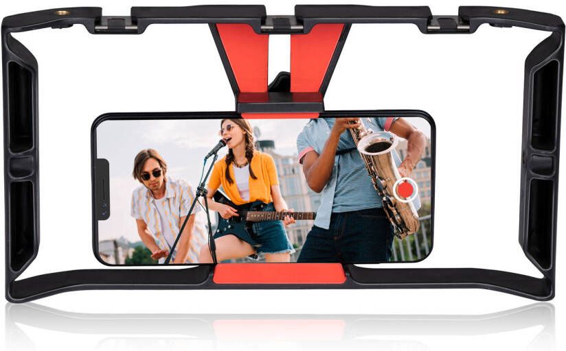 Grundig Smartphone Video Rig Vlog Starter Kit Aansluitingen voor Video Accessoires en Tripod Zwart Rood