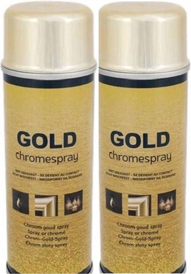 Gruttz Gold Chromespray Spuitverf Goudkleurige Chrome Spray 200 ml per bus Set van 2 bussen