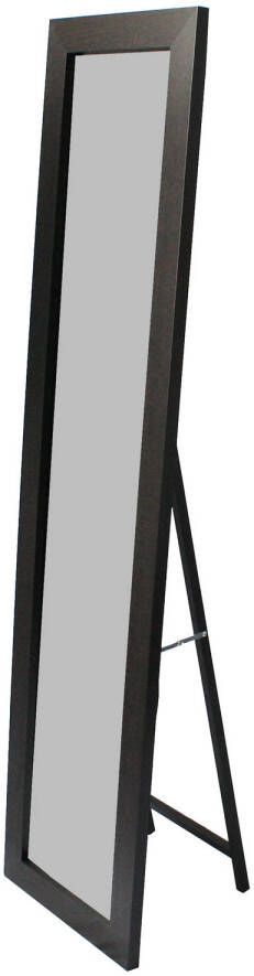 GS Quality Products Lowander staande spiegel 160x40 cm passpiegel vrijstaande garderobe spiegel zwart houten lijst