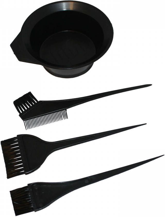 GS Quality Products Professionele haarverfset 4-delig haarverfkwast (3x) en verfbak voor haarverf