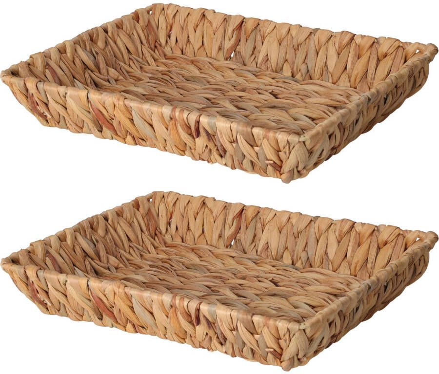 H&S Collection Broodmand 2x gevlochten riet naturel 33 x 25 x 6 cm broodmand