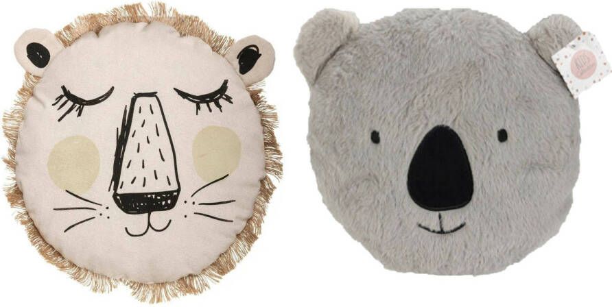 H&S Collection Dieren sierkussen koala leeuw- 38 32 cm polyester Sierkussens