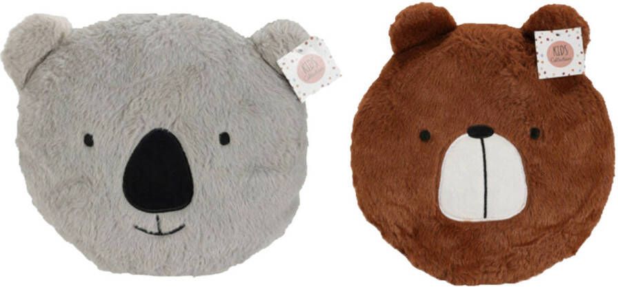 H&S Collection Dieren sierkussens set 2x kinderkamer beer koala 30 cm polyester Sierkussens