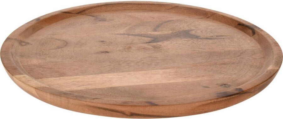 H&S Collection Kaarsenplateau rond hout D28 cm kaarsenbord Kaarsenplateaus